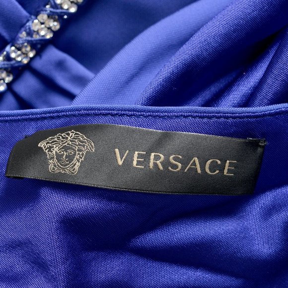 Versace Deep V-Neck Open Back Maxi Evening Dress - Picture 6 of 8